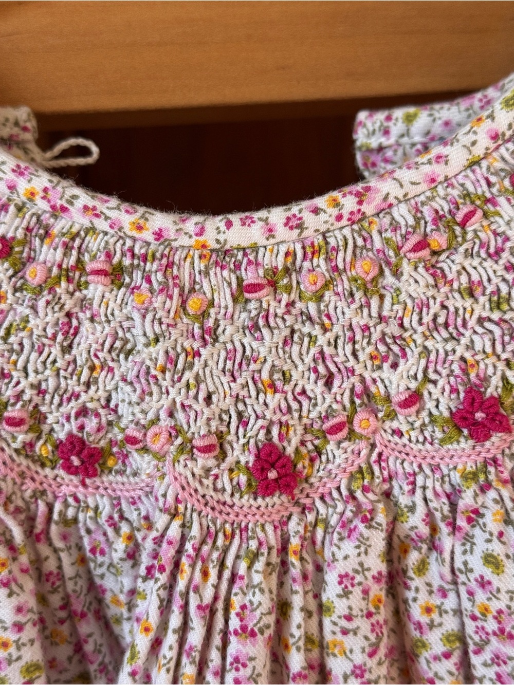 RARE Vtg 80s Carriage Boutiques 100% Cotton Hand Smocked Bishop Dress 4T - Picture 7 of 12